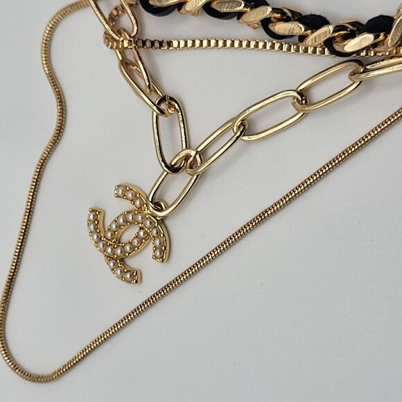 Chanel Gold and Black Necklace with Pearl Accents - Picture 1 of 6